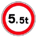 Sinal C6: Trânsito proibido a veículos de peso total superior a ... t