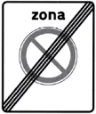 Sinal G7a: Fim de zona de paragem e estacionamento proibidos