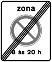 Sinal G7b: Fim de zona de paragem e estacionamento proibidos