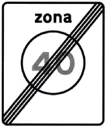 Sinal G8: Fim de zona de velocidade limitada